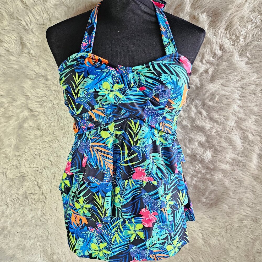 Grace Karin Women's Multi Colour Tropical Leaf Print Tankini Swim Top Size: S
